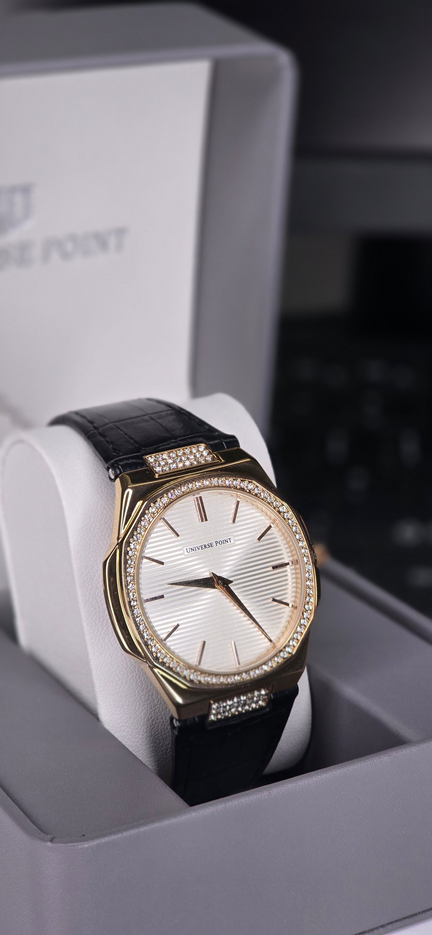 Gold & Crystal Bezel Men's Watch