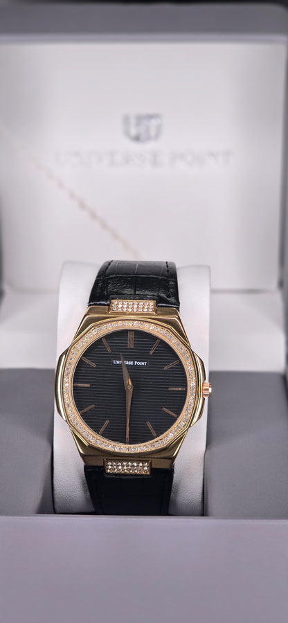 Men's Rose Gold Crystal Octagon Watch