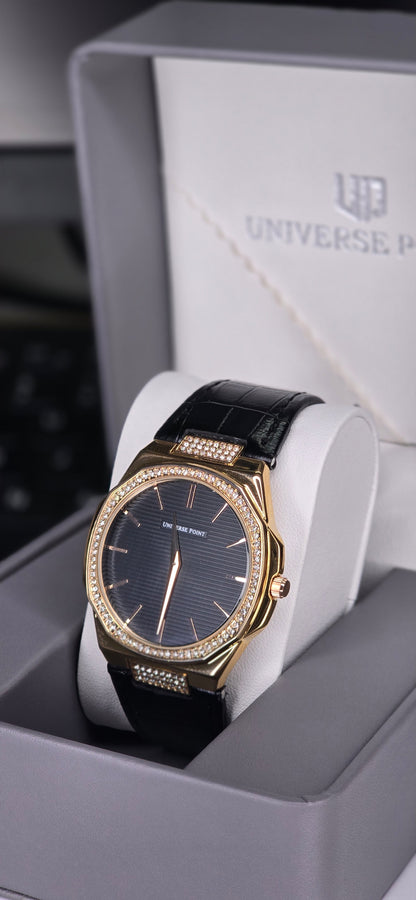 Men's Rose Gold Crystal Octagon Watch