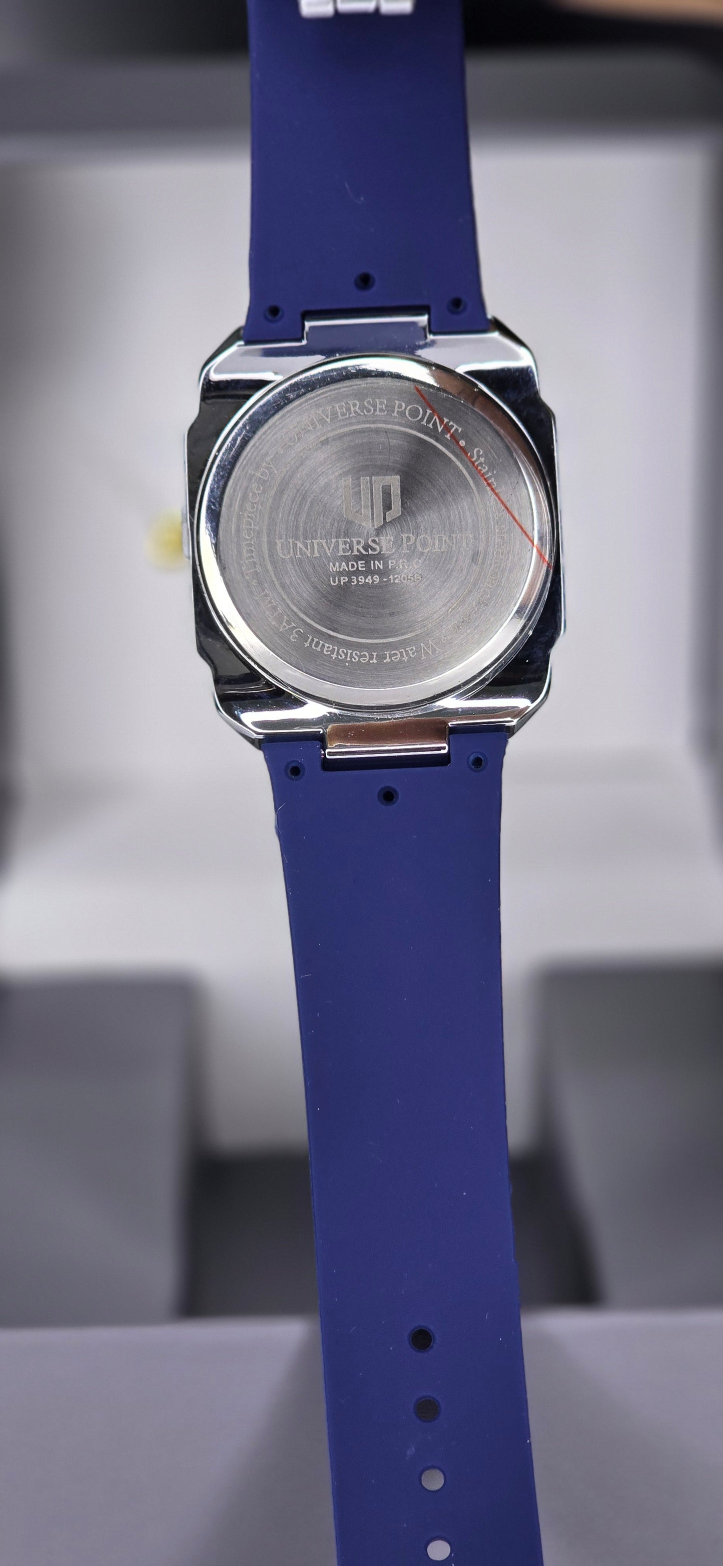 Two-Tone Crystal Accent Watch with Blue Silicone Strap