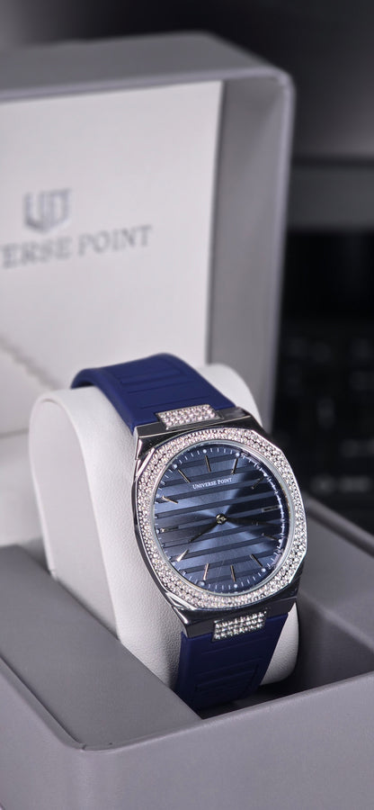 Crystal Octagon Blue Dial Men’s Watch
