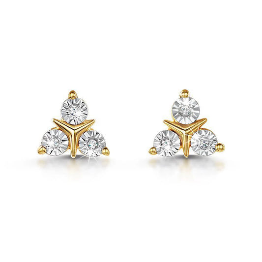 Trio Cluster Diamond Stud Earrings