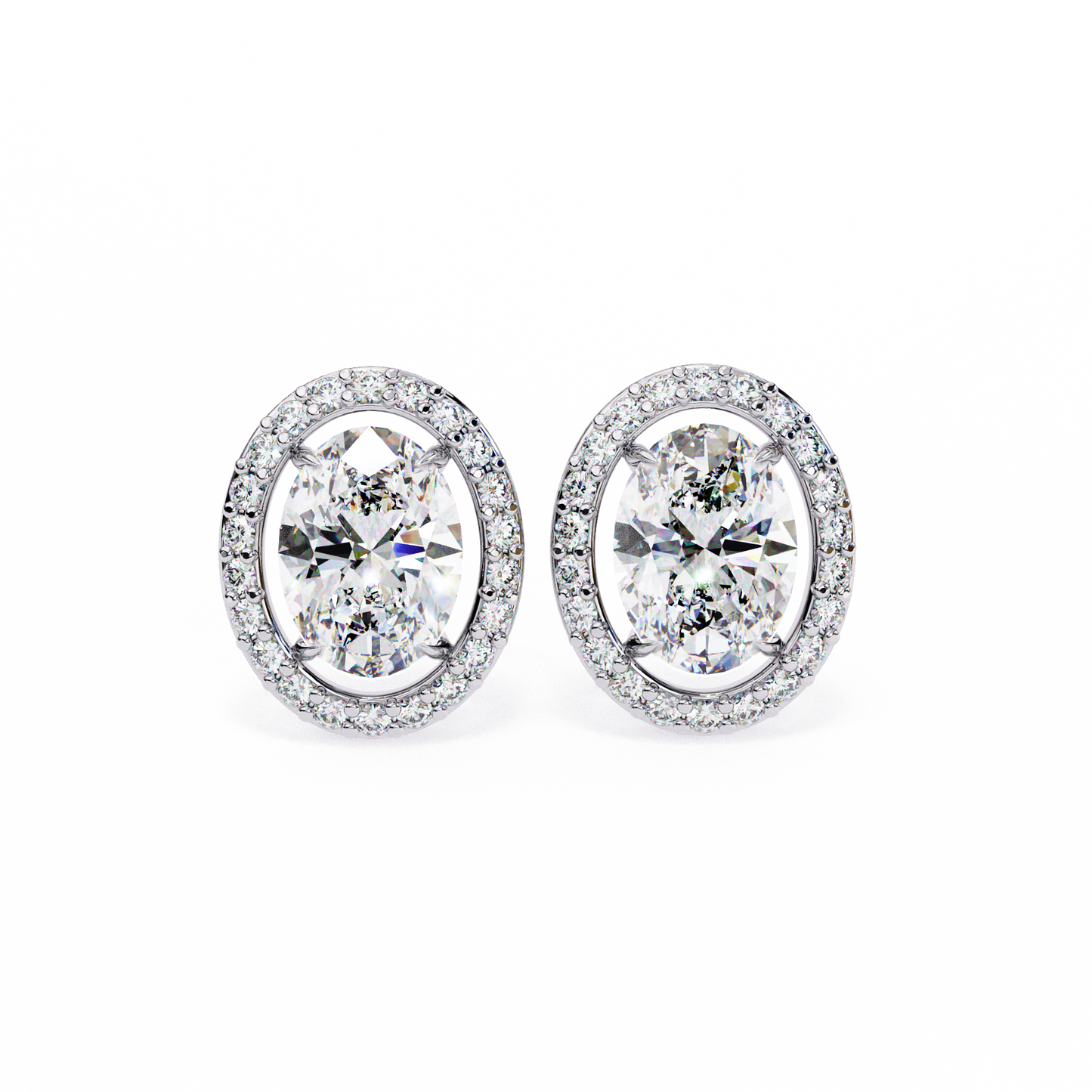 Oval Halo Diamond Stud Earrings