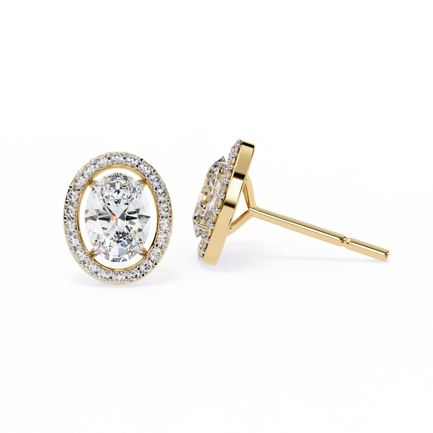 Oval Halo Diamond Stud Earrings