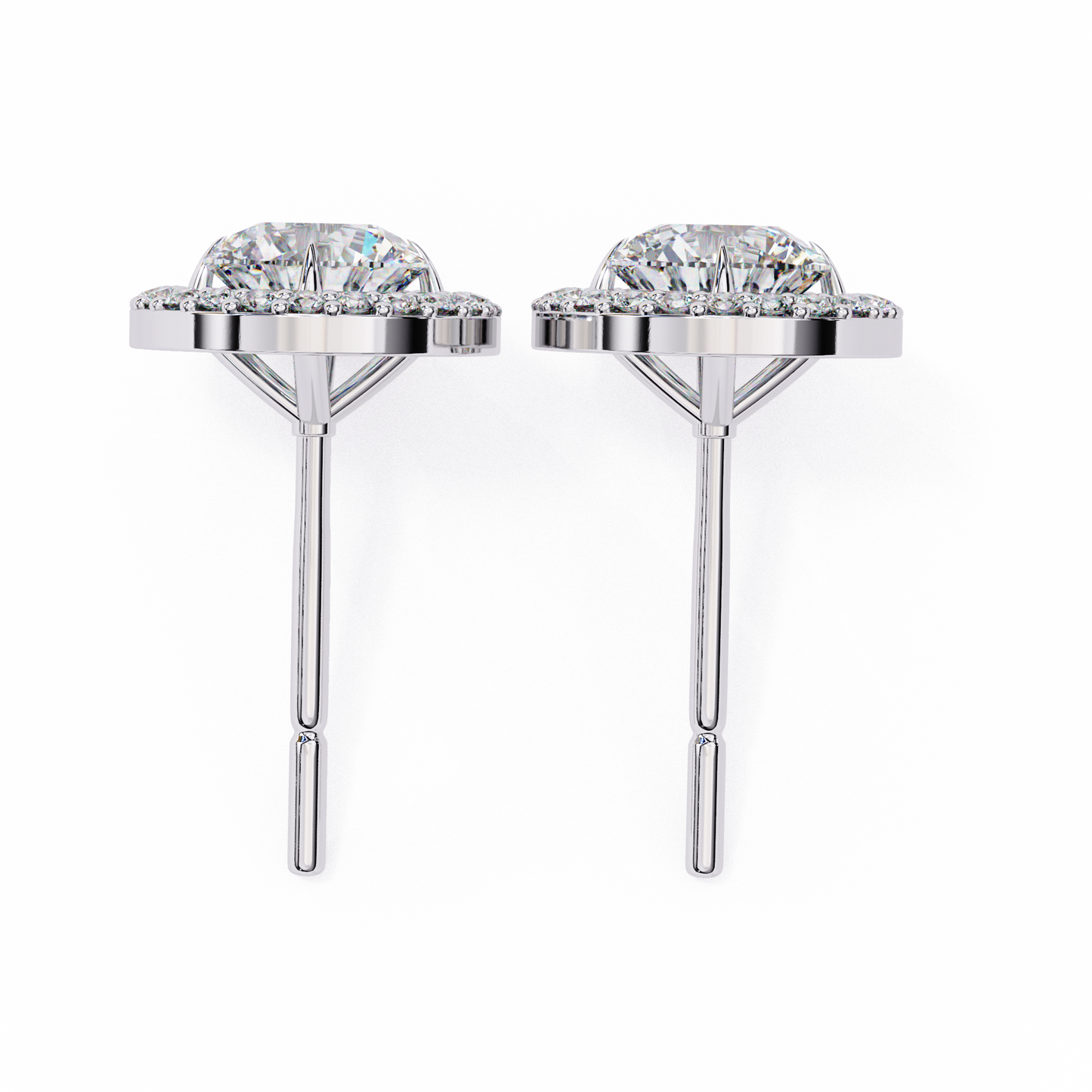 Oval Halo Diamond Stud Earrings