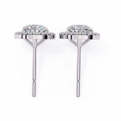 Oval Halo Diamond Stud Earrings
