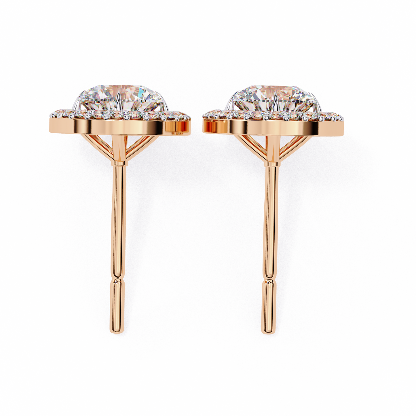 Oval Halo Diamond Stud Earrings