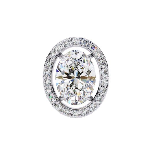 Oval Halo Diamond Stud Earrings