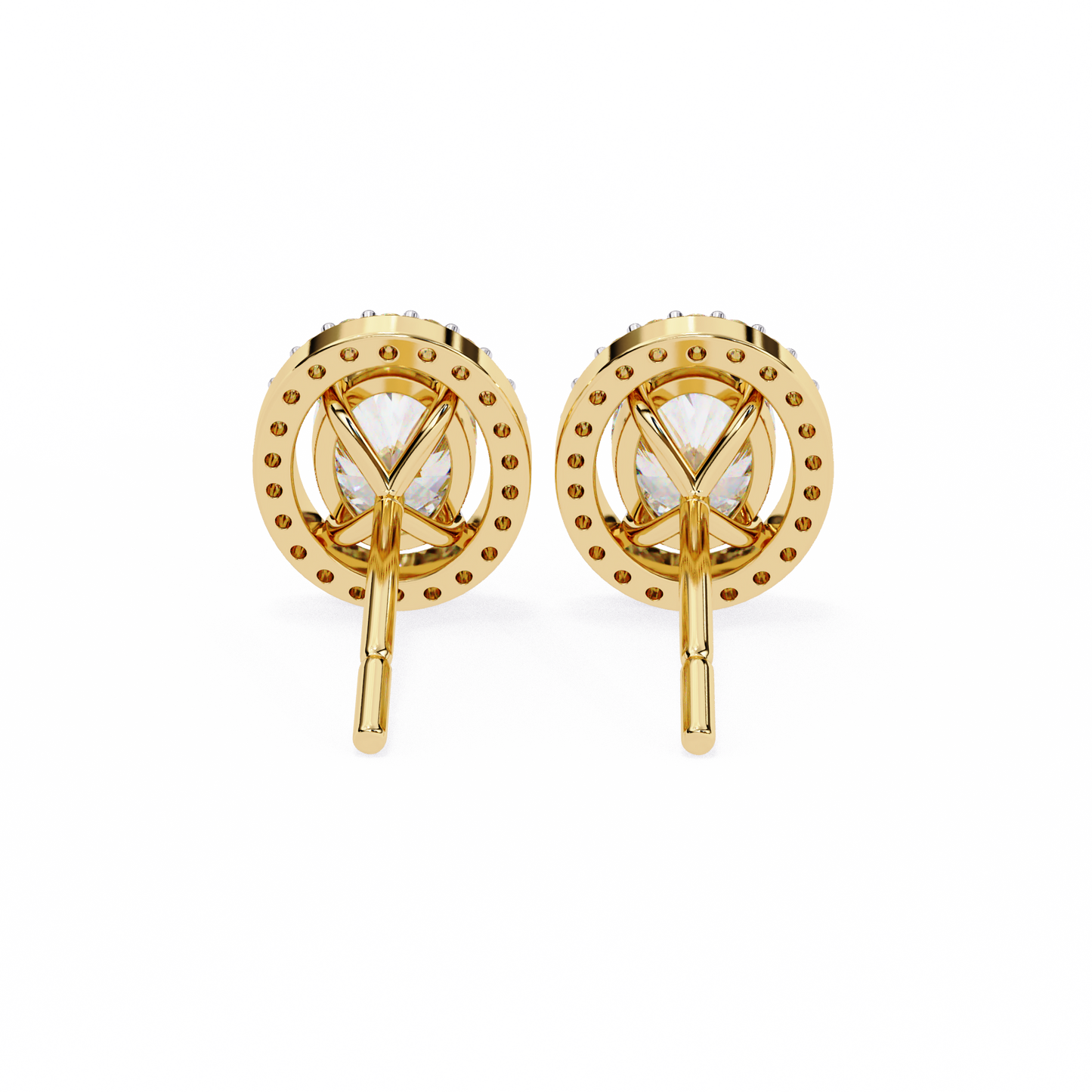 Oval Halo Diamond Stud Earrings