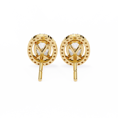 Oval Halo Diamond Stud Earrings