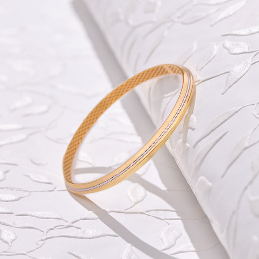 Modern Dual-Tone Gold Bangle