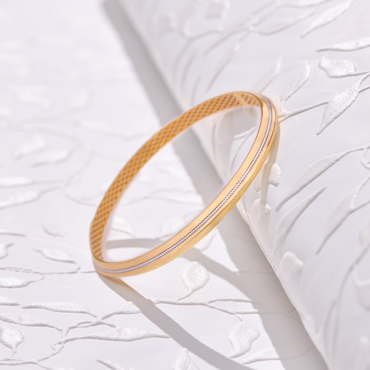 Modern Dual-Tone Gold Bangle