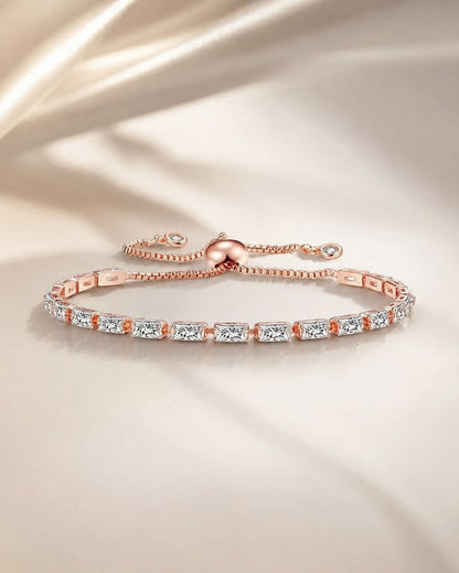 Elegant Rose Gold Baguette Bolo Bracelet