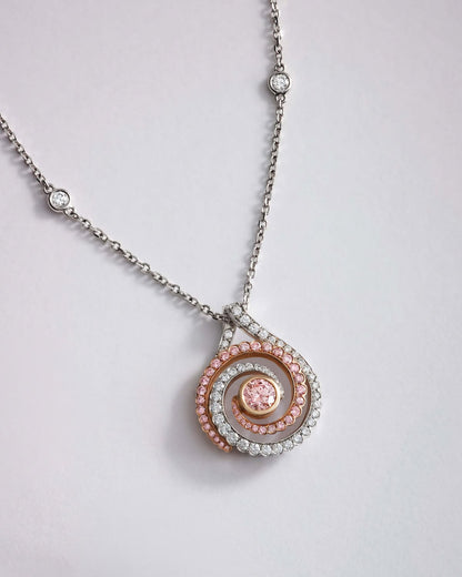 Exquisite Two-Tone Spiral Diamond Pendant Necklace