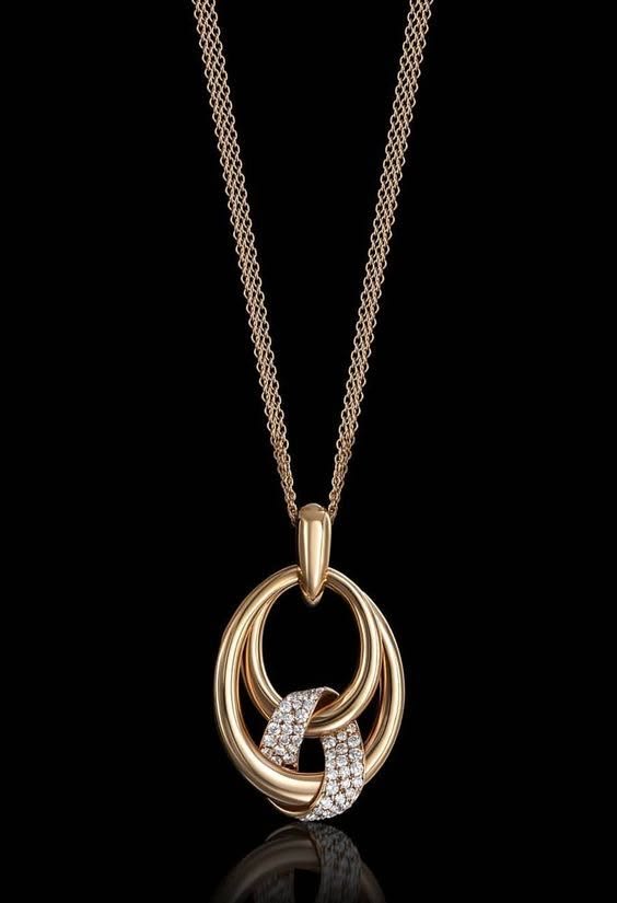 Elegant Rose Gold Interlocking Loop Pendant Necklace