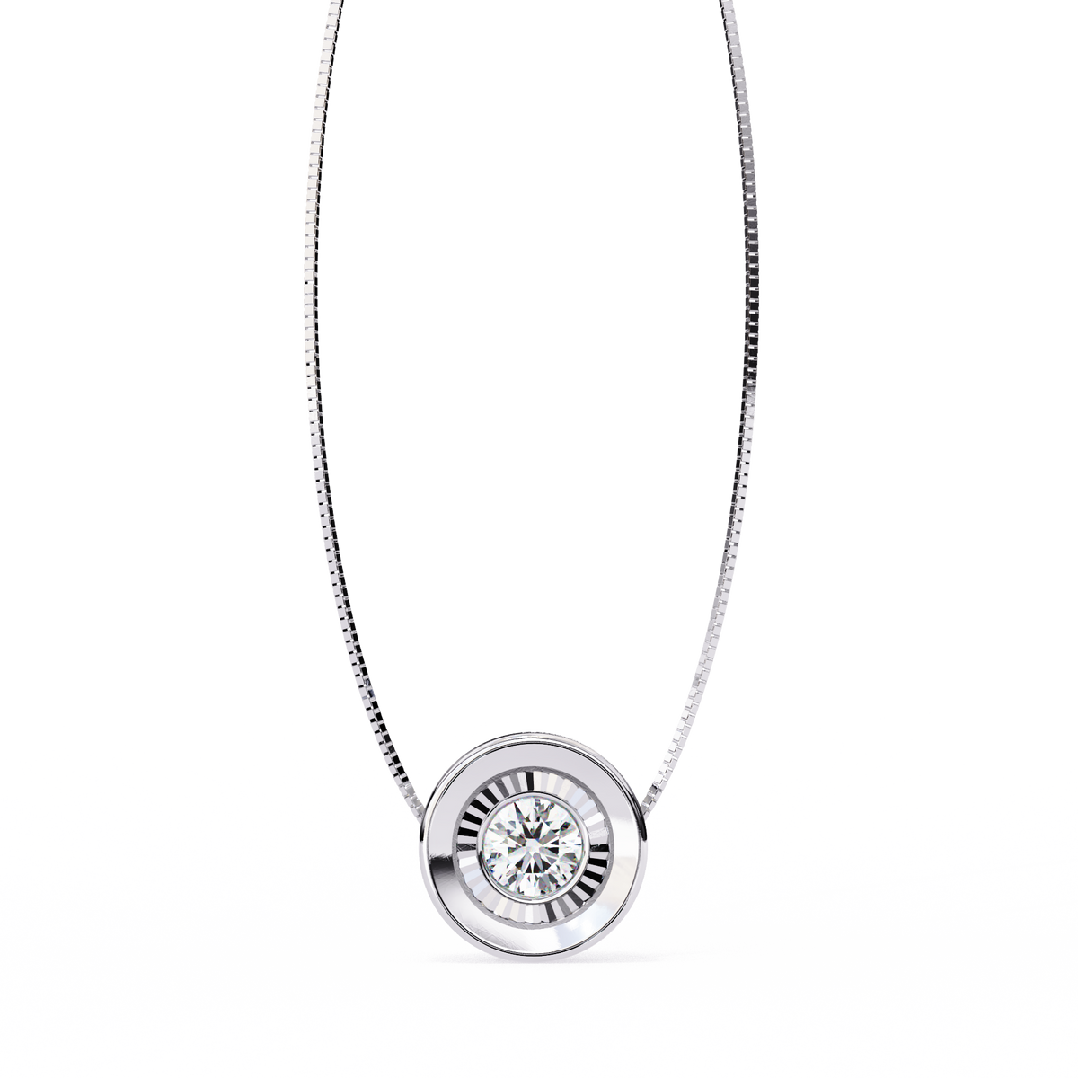 Round Halo Solitaire Diamond Pendant