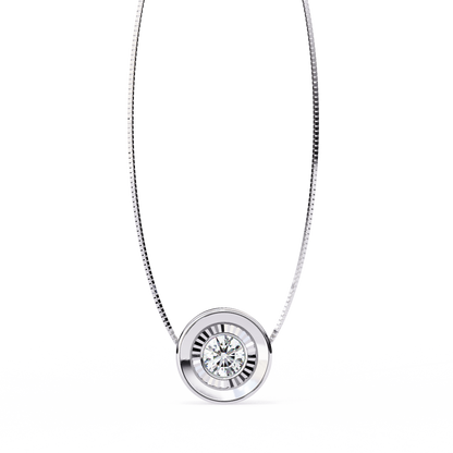 Round Halo Solitaire Diamond Pendant