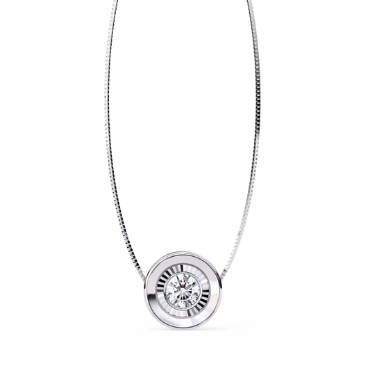 Round Halo Solitaire Diamond Pendant