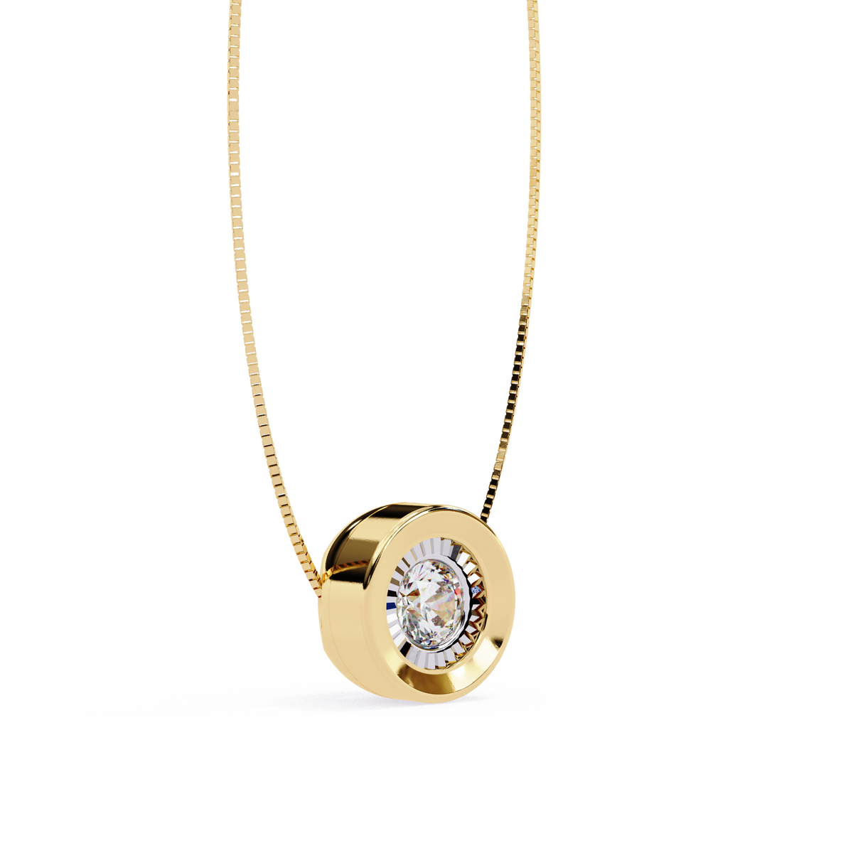 Round Halo Solitaire Diamond Pendant