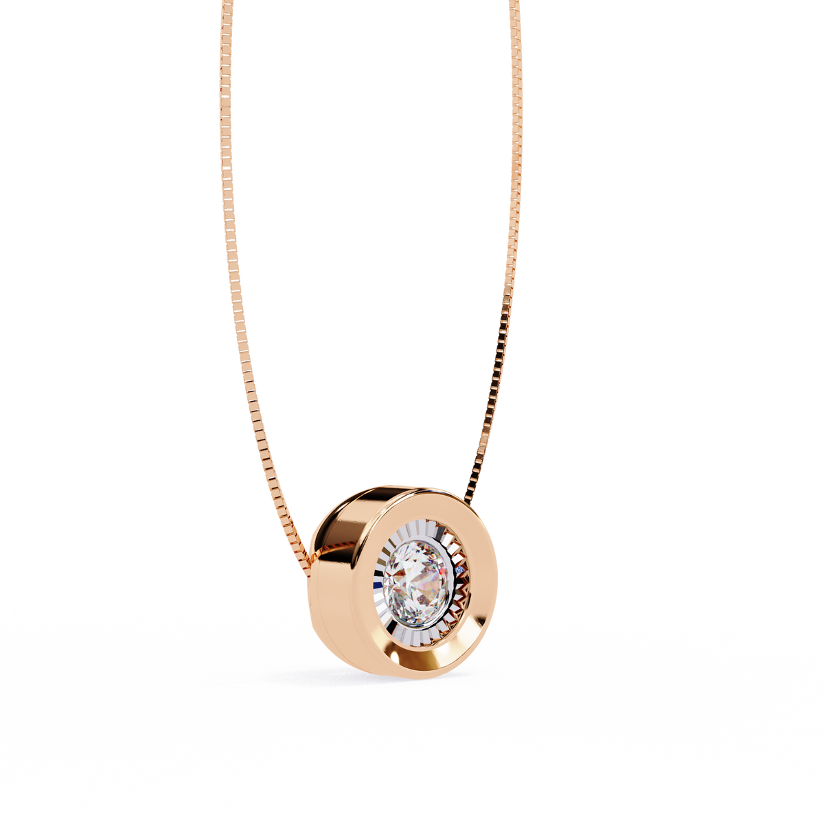 Round Halo Solitaire Diamond Pendant