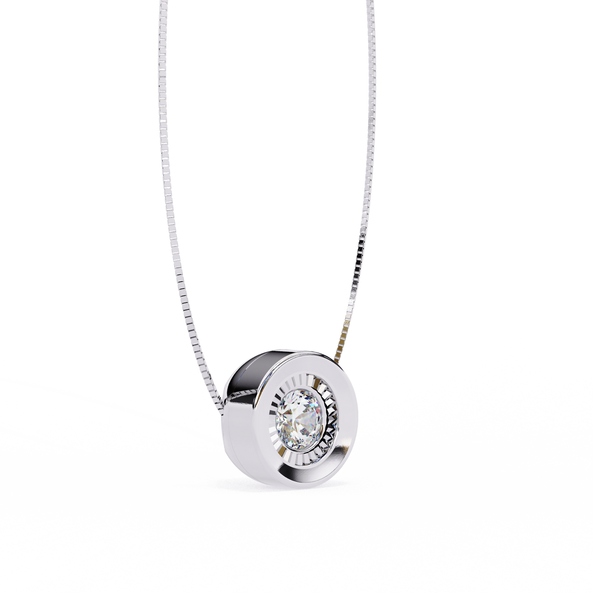 Round Halo Solitaire Diamond Pendant
