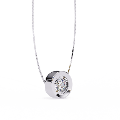 Round Halo Solitaire Diamond Pendant