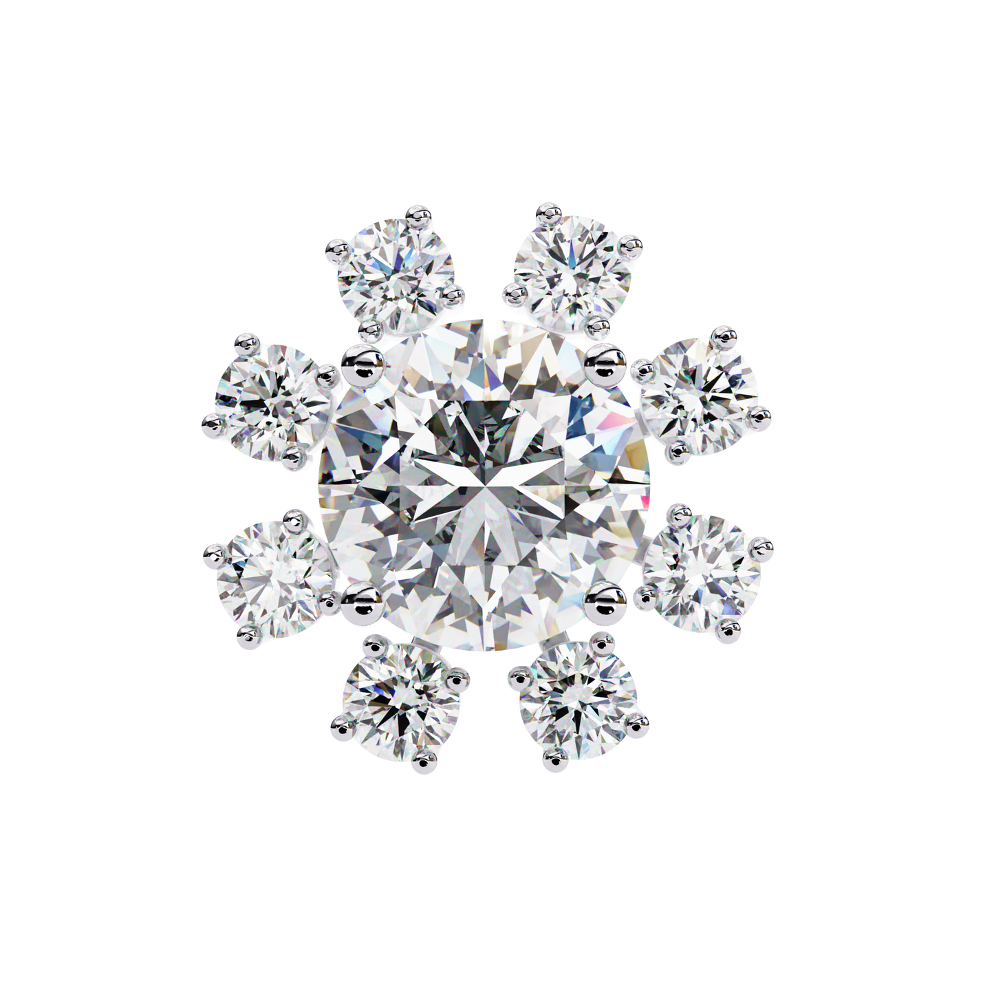 Round Diamond Cluster Stud Earrings