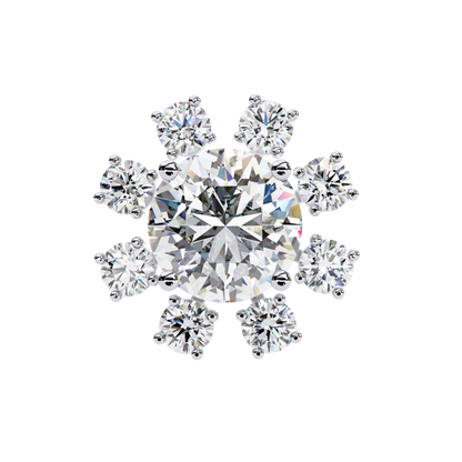 Round Diamond Cluster Stud Earrings