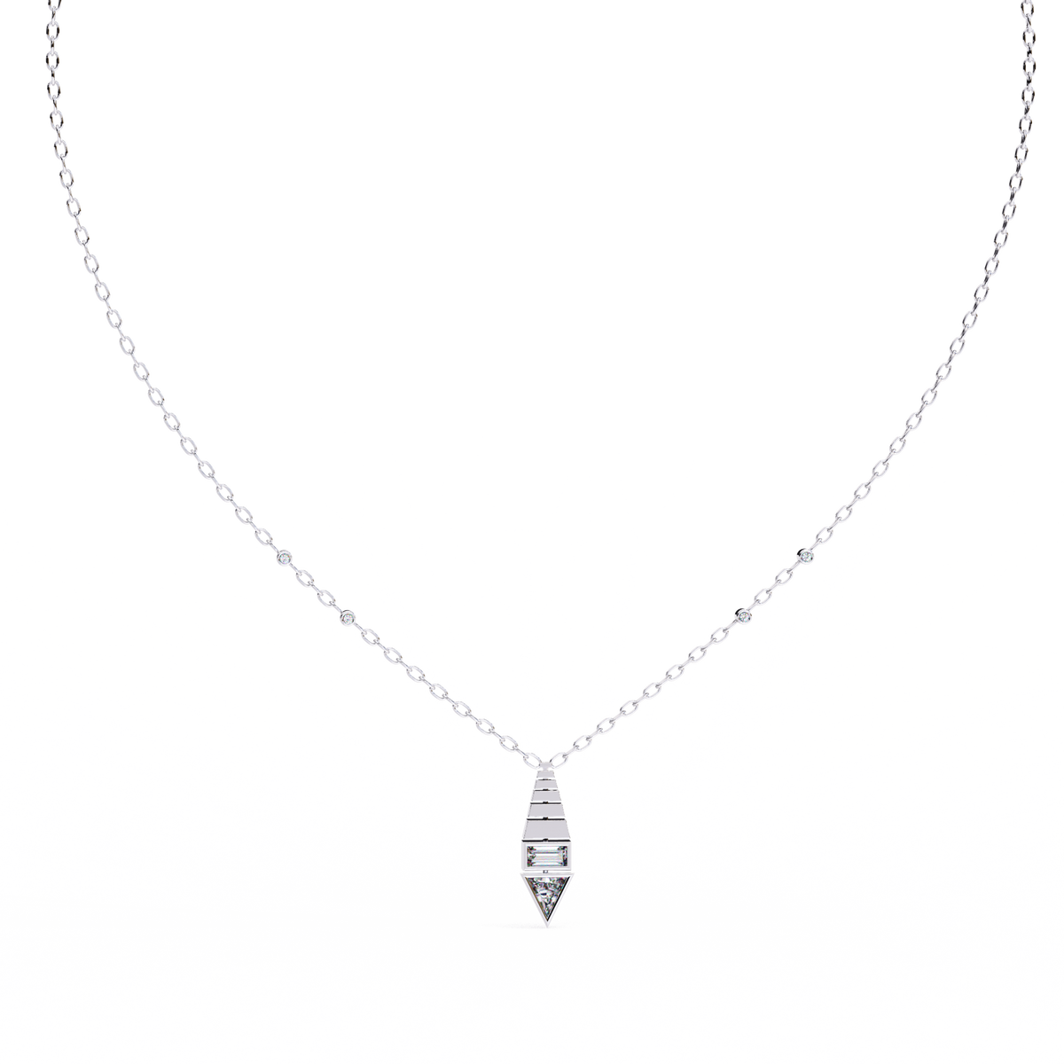 Two-Tone Geometric Diamond Drop Necklace