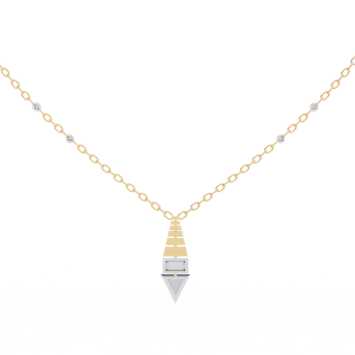 Two-Tone Geometric Diamond Drop Necklace