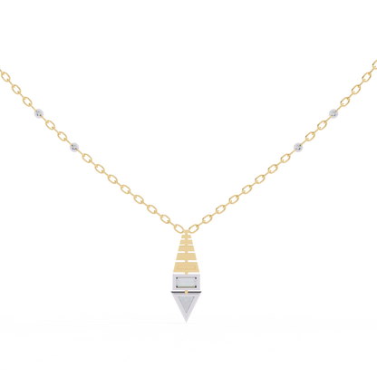 Two-Tone Geometric Diamond Drop Necklace