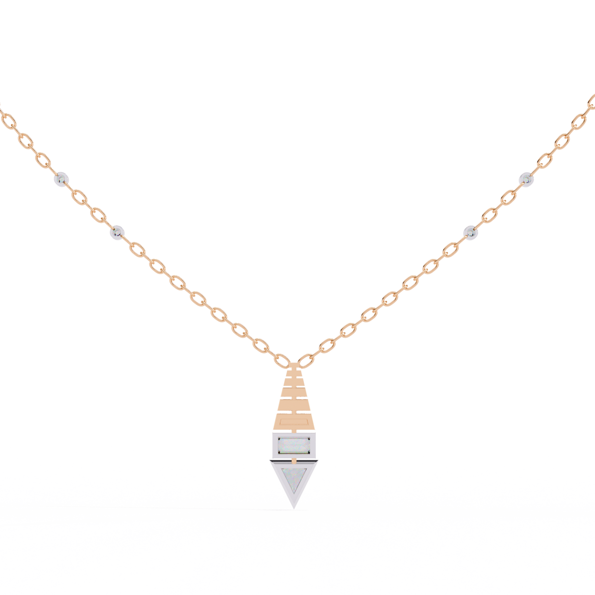 Two-Tone Geometric Diamond Drop Necklace