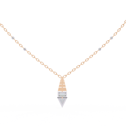 Two-Tone Geometric Diamond Drop Necklace