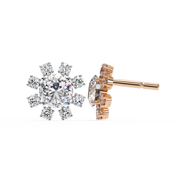 Round Diamond Cluster Stud Earrings