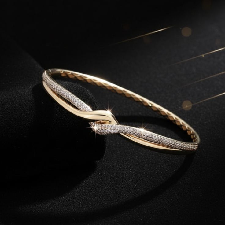 Elegant Infinity Twist Pavé Bangle