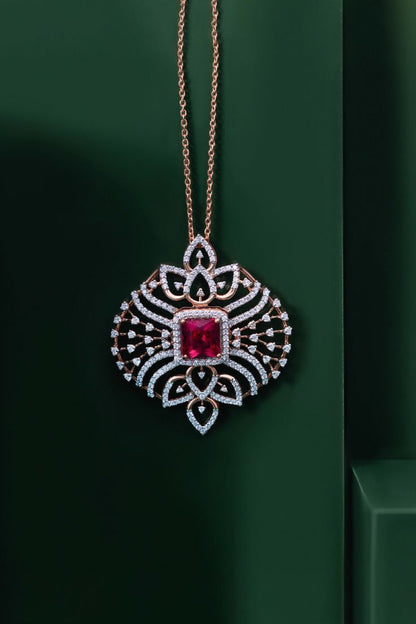 Exquisite Art Deco Inspired Ruby & Diamond Pendant