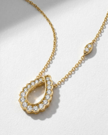 Elegant Teardrop Diamond Halo Pendant Necklace