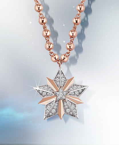 🌟 Celestial Two-Tone Diamond Star Pendant Necklace