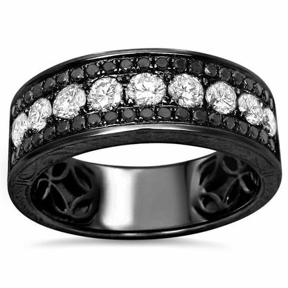 men's black diamond wedding band