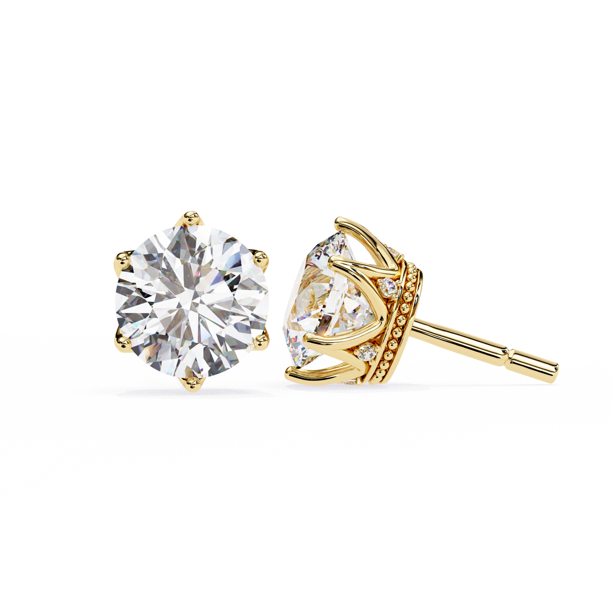 Weight Round Brilliant Diamond Solitaire Stud Earrings
