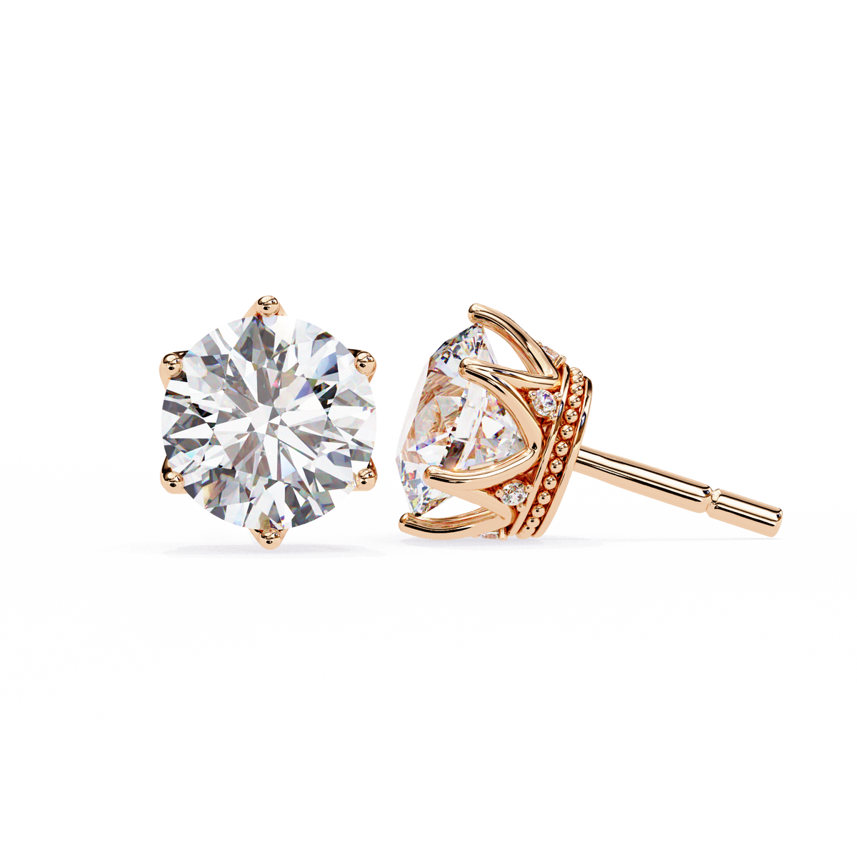 Weight Round Brilliant Diamond Solitaire Stud Earrings