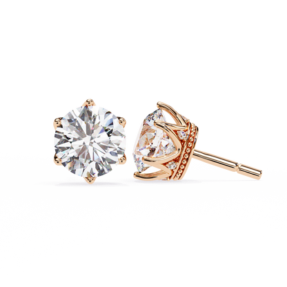 Weight Round Brilliant Diamond Solitaire Stud Earrings