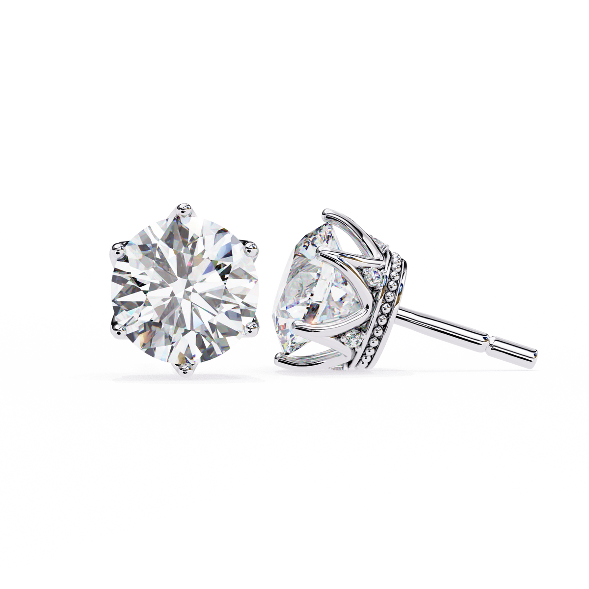 Weight Round Brilliant Diamond Solitaire Stud Earrings