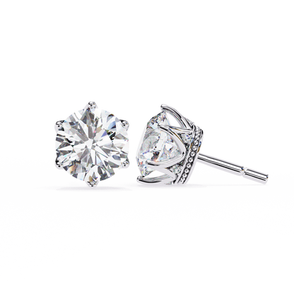 Weight Round Brilliant Diamond Solitaire Stud Earrings