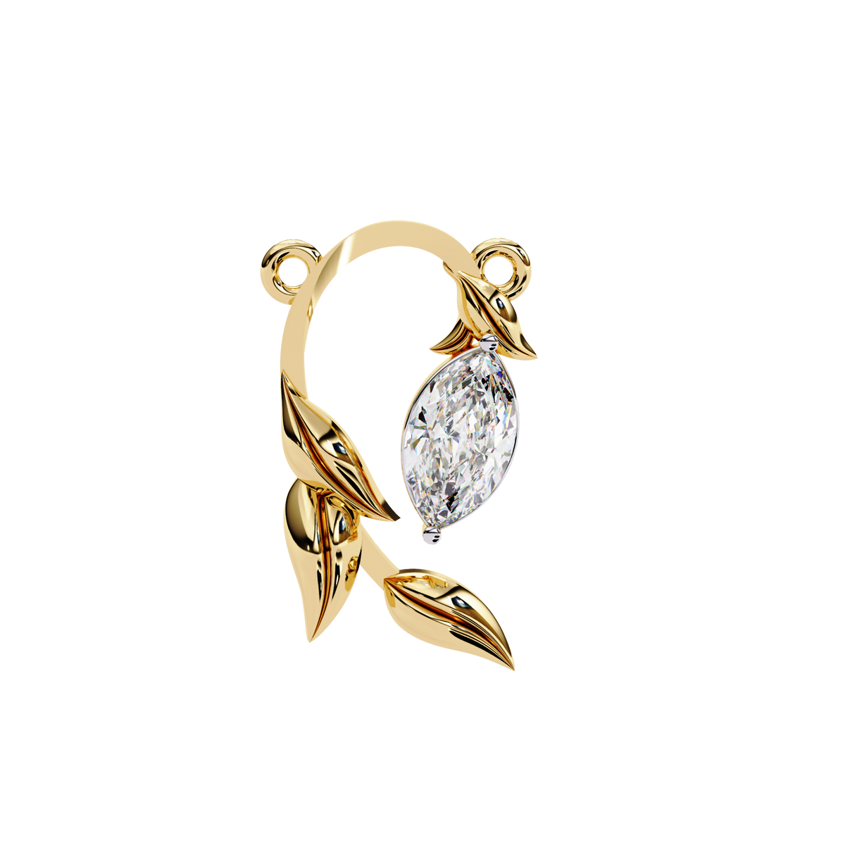 Elegant Marquise Diamond Leaf Pendant Necklace