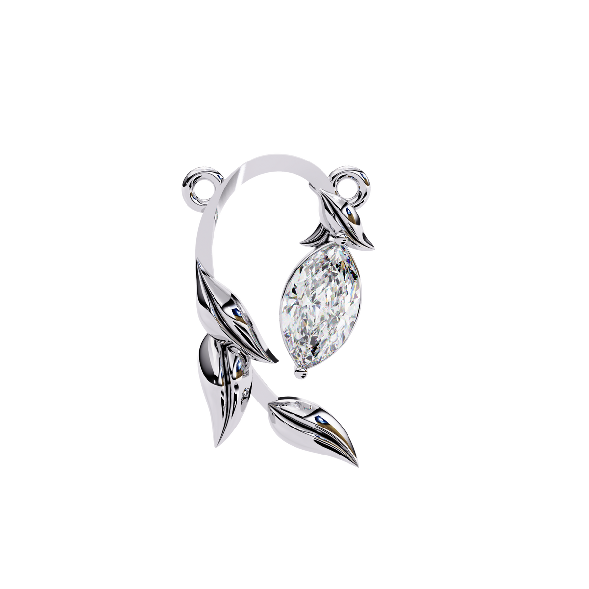 Elegant Marquise Diamond Leaf Pendant Necklace