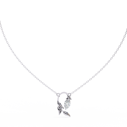 Elegant Marquise Diamond Leaf Pendant Necklace