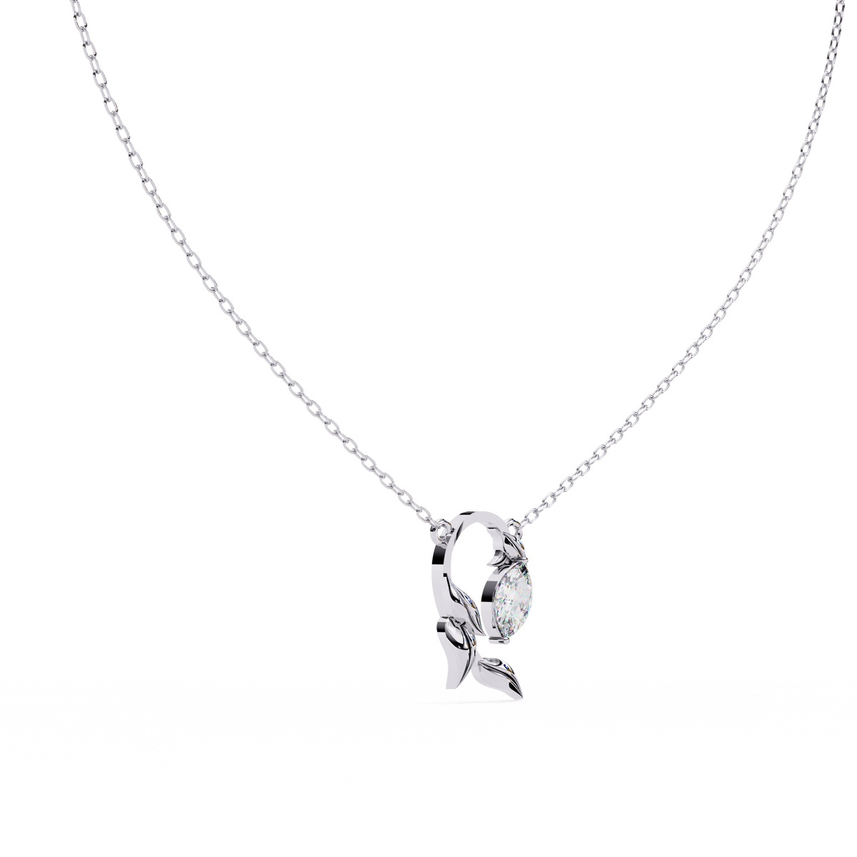 Elegant Marquise Diamond Leaf Pendant Necklace