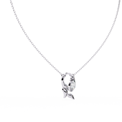 Elegant Marquise Diamond Leaf Pendant Necklace