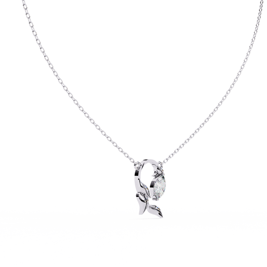 Elegant Marquise Diamond Leaf Pendant Necklace